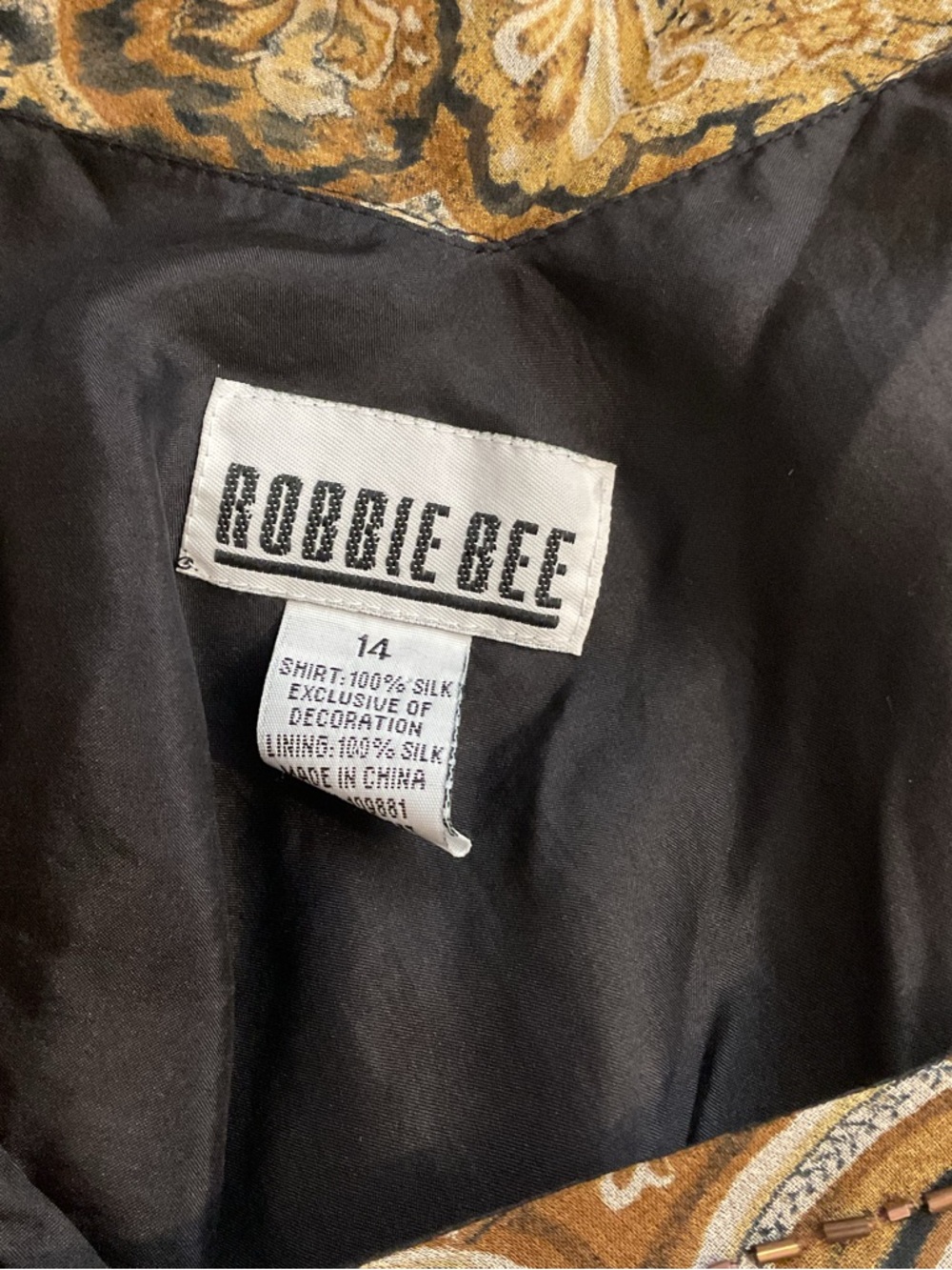 Robbie Bee 100% Silk Blouse Size 14 Paisley Leopard Print Luxury Short Sleeve - Picture 8 of 10